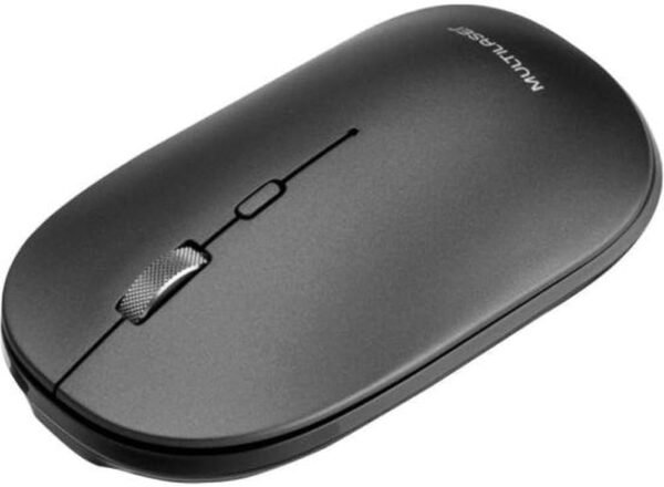 Mouse multilaser sem fio slim conexão bluetooth e USB 1600dpi Ajustável 4 botões clique silencioso luz do leitor invisvel com pilha inclusa preto - mo331