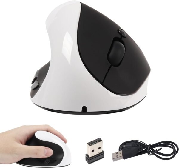 Mouse vertical sem fio para cahotos mouse ergonômico 2,4 ghz ptico mouse de computador com receptor USB e 3 dpi ajustáveis ​​mouse sem fio portátil recarregál para laptop, mesa, notebook, pc, pc,