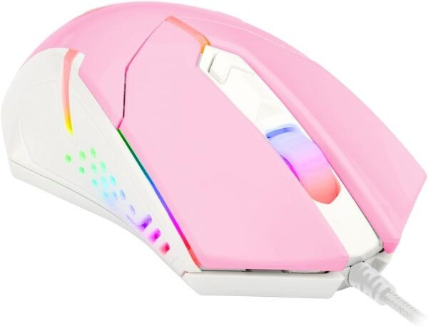 Jogador de mouse redragon centrophorus rgb rosa com Branco - Image 3