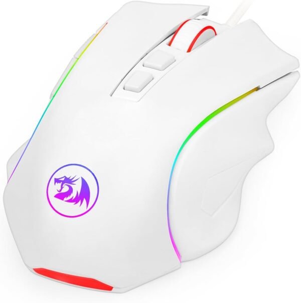 Gamer Redragon Mouse Griffin Branco Com Led RGB - M607W, Unico - Image 5