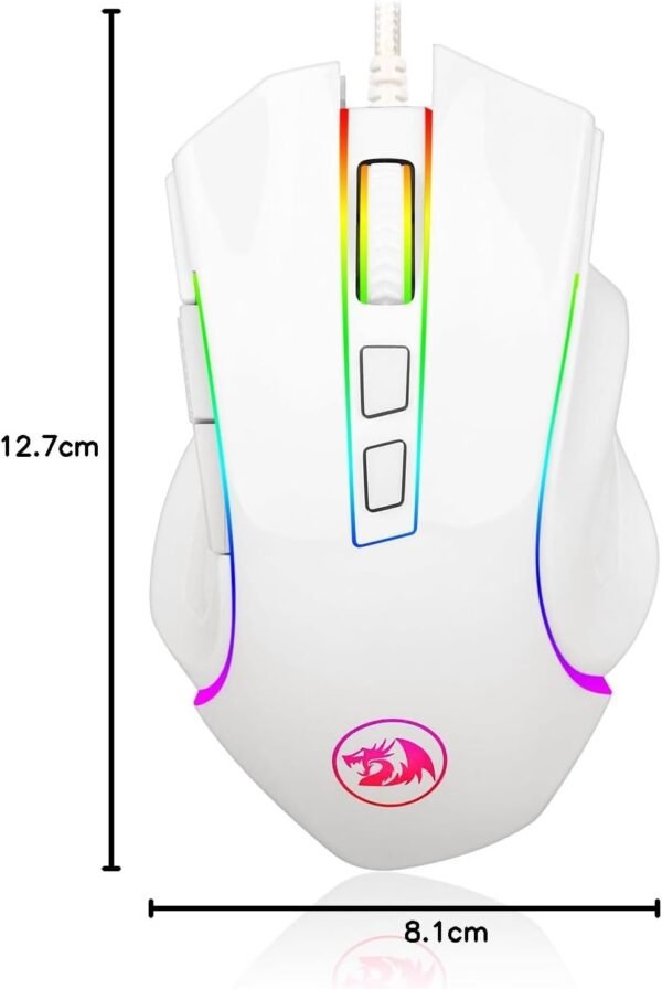 Gamer Redragon Mouse Griffin Branco Com Led RGB - M607W, Unico - Image 9