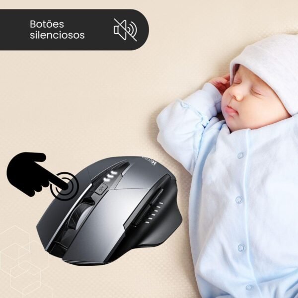 Mouse Gamer USB Bluetooth Sem Fio sem fio Recarregavel com 6 botões 1600 dpi Bateria 500mAh - Image 4
