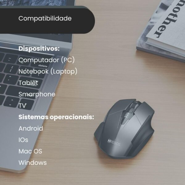 Mouse Gamer USB Bluetooth Sem Fio sem fio Recarregavel com 6 botões 1600 dpi Bateria 500mAh - Image 7