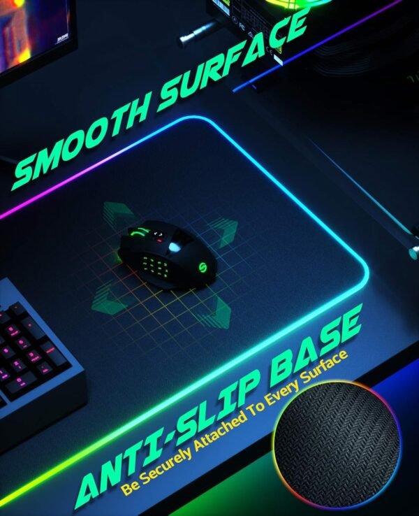 Mouse pad para jogos rgb, utechsmart mouse pad grarte Estendido macio com 14 modos de iluminação, 2 níveis de brilho, mousepads para teclado de computador 800 x 300 mm / 31,5 × 11,8 polegadas. - Image 3