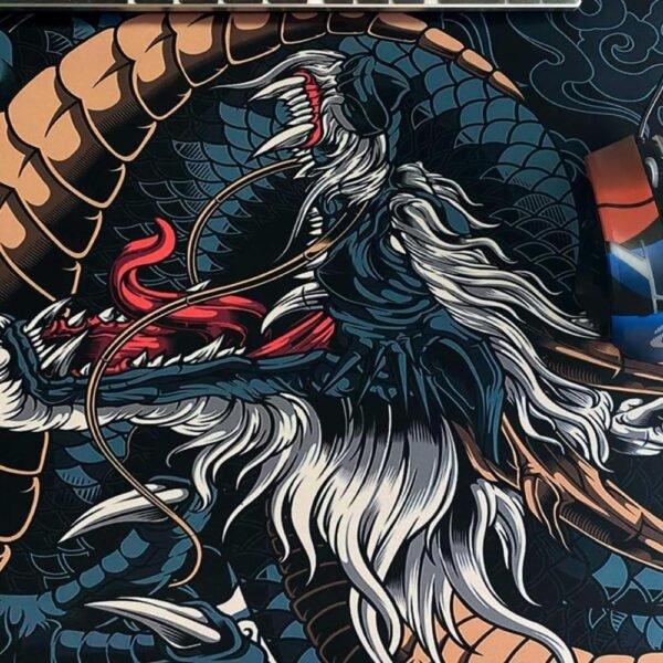 Mouse Pad Gamer Speed Extra Grande Desk Pad Profissional com Borda Costurada 70x35 Dragão Azul Premium GAXMARK - Image 7
