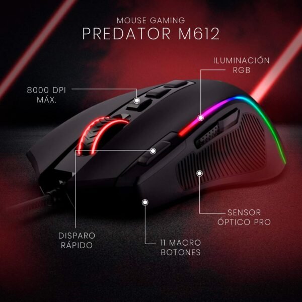 Gamer Redragon Predator RGB M612-RGB, Preto - Image 2