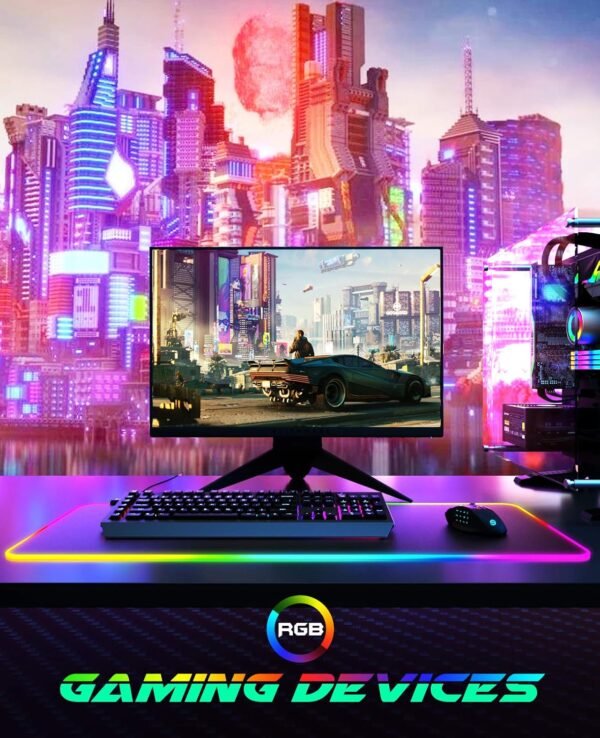 Mouse pad para jogos rgb, utechsmart mouse pad grarte Estendido macio com 14 modos de iluminação, 2 níveis de brilho, mousepads para teclado de computador 800 x 300 mm / 31,5 × 11,8 polegadas. - Image 6