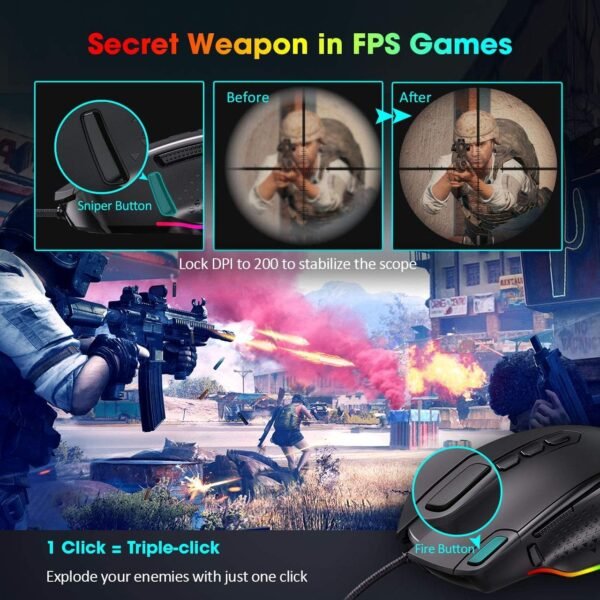 Mouse Gamer T Dagger Bettle RGB 4800DPI PRETO T-TGM305 - Image 3