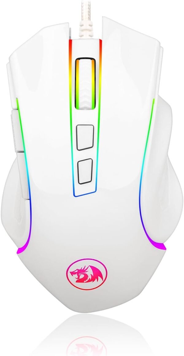 Gamer Redragon Mouse Griffin Branco Com Led RGB - M607W, Unico