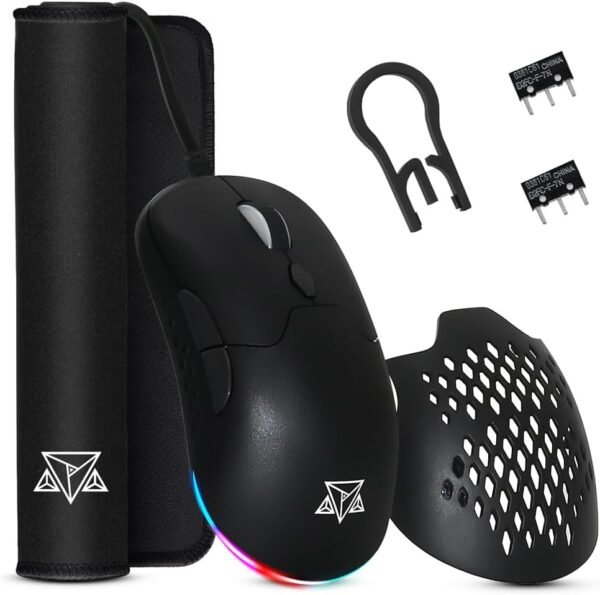 Jogador de mouse adamantiun gladius m11 com mousepad para pc notebook Jogos led rgb com fio cho paracord swicth removível USB 16000 DPI Sensor Pixart 3389 (preto)