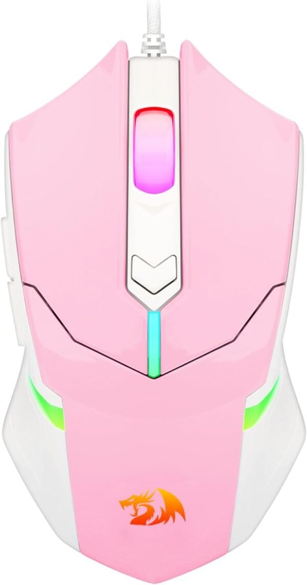 Jogador de mouse redragon centrophorus rgb rosa com Branco