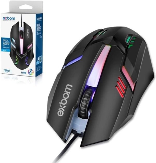 Mouse Gamer USB LED RGB 1200DPI EXBOM - MS -62