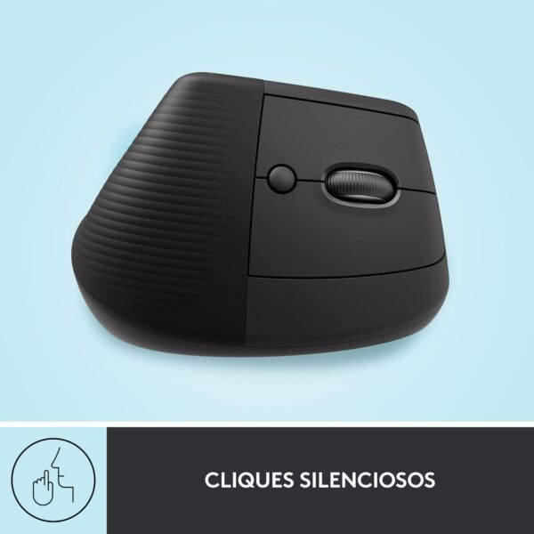 Mouse Sem Fio Logitech elevador vertical com design ergonômico para redução de tensão muscular, panelinhas silencianos, conexão bluetooth ou parafuso de logi usb, compatível com windows/macos/ipados - grafite - Image 7