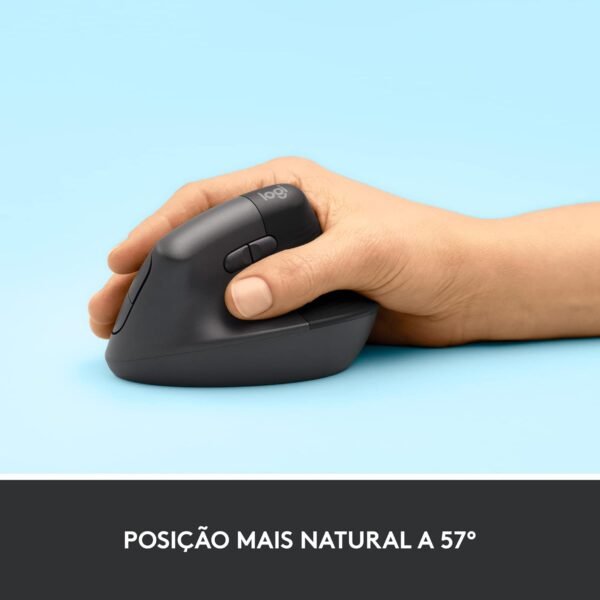 Mouse Sem Fio Logitech elevador vertical com design ergonômico para redução de tensão muscular, panelinhas silencianos, conexão bluetooth ou parafuso de logi usb, compatível com windows/macos/ipados - grafite - Image 3