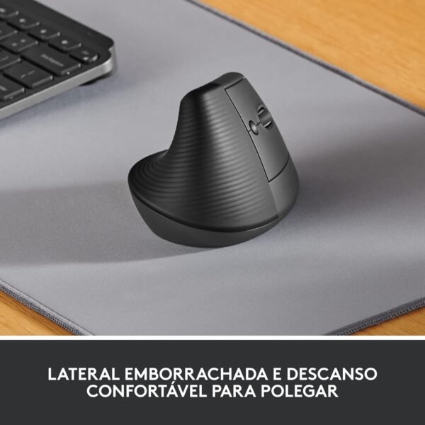 Mouse Sem Fio Logitech elevador vertical com design ergonômico para redução de tensão muscular, panelinhas silencianos, conexão bluetooth ou parafuso de logi usb, compatível com windows/macos/ipados - grafite - Image 2