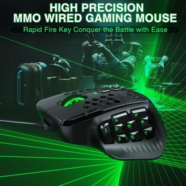 Corbobo Mouse para jogos solakaka sm809 mmo rgb com 9 botões mais laterais, sensor ptico ergonômico de 22800 dpi de alta precisão, 16 atalhos macro programasiveis personalizados, remaperação de mouse para mouse - Image 5