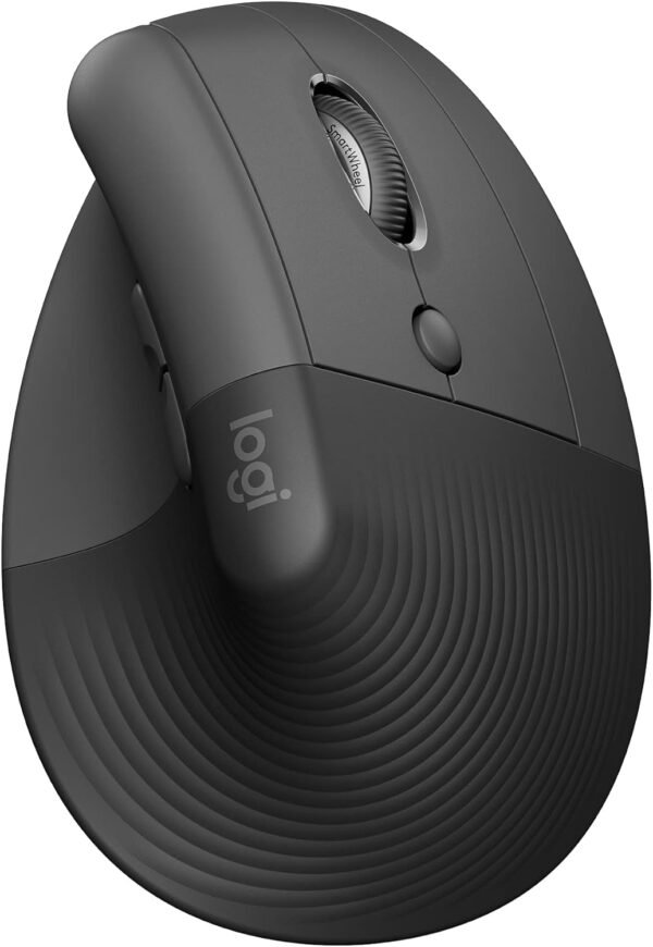 Mouse Sem Fio Logitech elevador vertical com design ergonômico para redução de tensão muscular, panelinhas silencianos, conexão bluetooth ou parafuso de logi usb, compatível com windows/macos/ipados - grafite