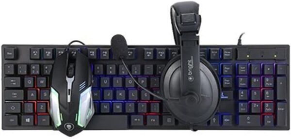 O jogador brilhante e combinado, Teclado liderou 107 Teclas, Mouse liderou 6 botões, fone de ouvido, 7 modos de iluminação rgb, fn multimídia, padrão abnt2, headset com microfona e regulador regulador - Image 2