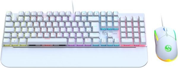 Kit Teclado + Mouse Gamer 3200 dpi mecânico led RGB Switch Blue abnt2 BK-03 BRANCO - Image 2