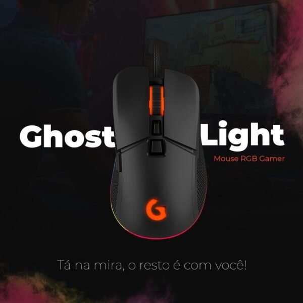Geonav Mouse Gamer Ghost Light Good Game, 7 Botões, Sensor ptico Pixar 3327, Com Dpi de Até 12.400, LED RGB 11 Efeitos Programáveis, G3MS02BK, Preto - Image 7