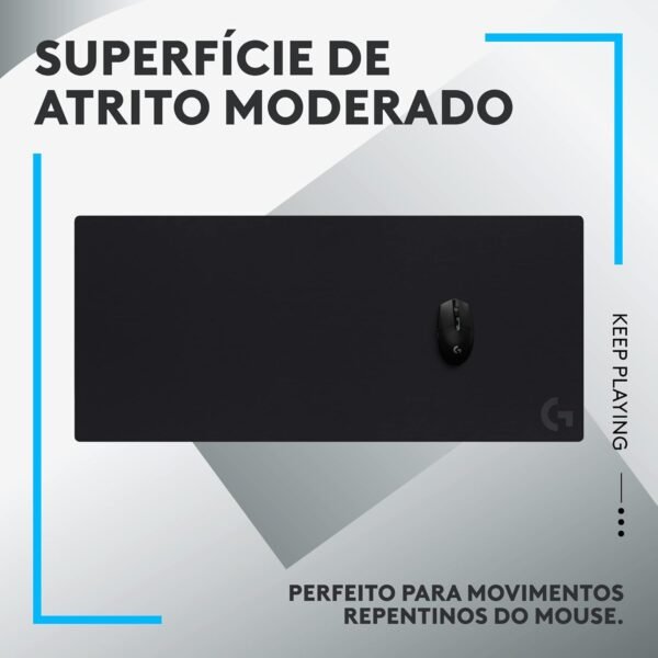 Mouse pad extra grande de tecido com base antiderrapante Logitech g840 otimizado para jogos e com superfícios de atrrito moderado - Image 3