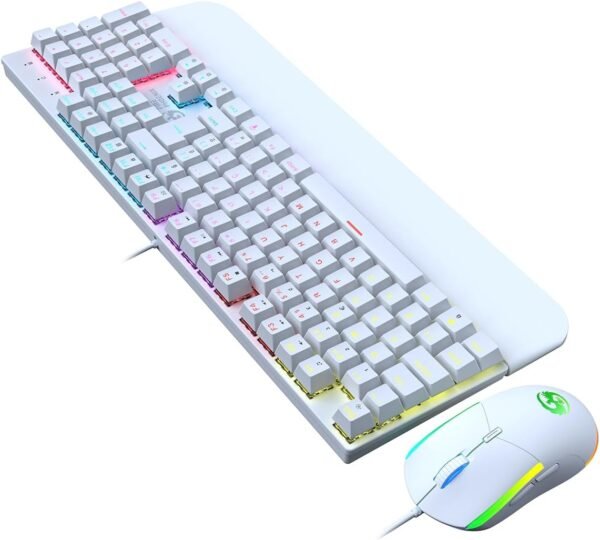 Kit Teclado + Mouse Gamer 3200 dpi mecânico led RGB Switch Blue abnt2 BK-03 BRANCO - Image 4