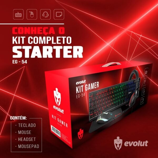 Combo Gamer Starter (Teclado+Mouse+Fone+Mousepad) - EG54 - Evolut - Image 7