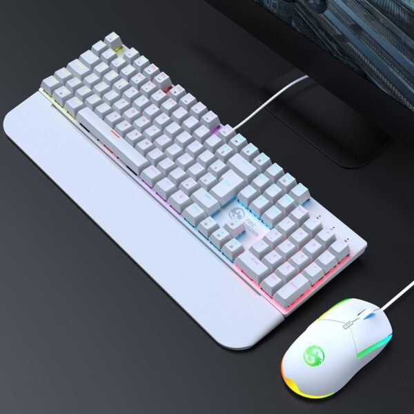 Kit Teclado + Mouse Gamer 3200 dpi mecânico led RGB Switch Blue abnt2 BK-03 BRANCO - Image 5