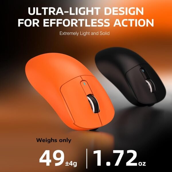Ataques de tubarão x3 jogador de mouse sem fio ultraligeiro com conexão tri-modo (2.4g/usb-c/bluetooth), 26k dpi, sensor ptico paw3395, kailh gm8.0 switch, 5 botões programáveis ​​para pc/win/mac-laranja - Image 3