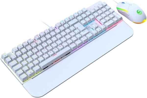 Kit Teclado + Mouse Gamer 3200 dpi mecânico led RGB Switch Blue abnt2 BK-03 BRANCO - Image 3