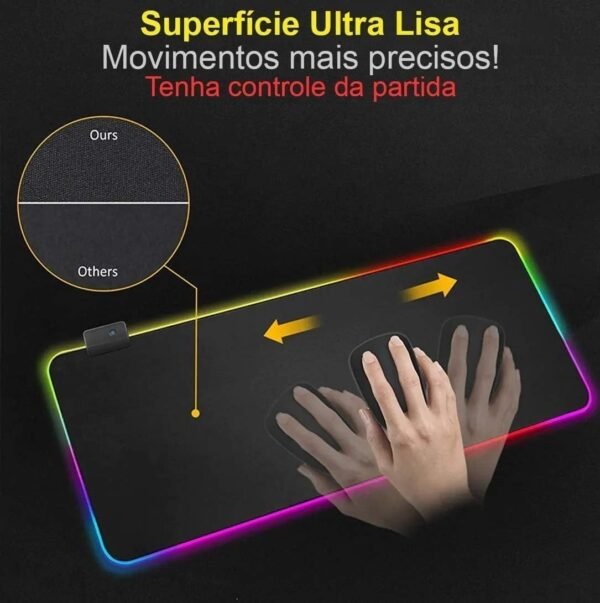 Mouse Pad Led RGB Gamer Gaming Tecido Speed ​​Tapete Extra Grande 80cm x 30cm costurado mousepad - Image 4
