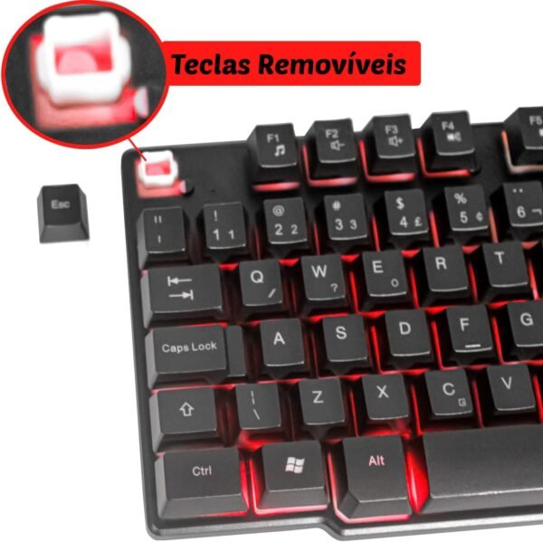 Kit Teclado Gamer semi mecanico iluminado liderado para pc ps4 ps5 xbox notebook abnt com mouse pad gamer… - Image 5