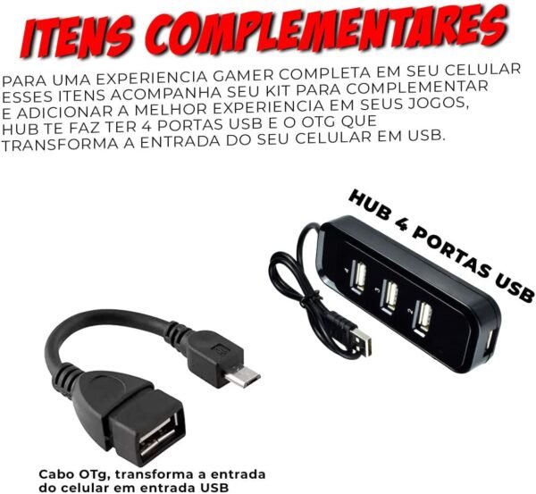 Kit Mobilador Gamer Teclado Preto Abnt2 + Mouse Gamer LED + velocidade da almofada + hub USB 4 Portas (Tipo C) - Image 6