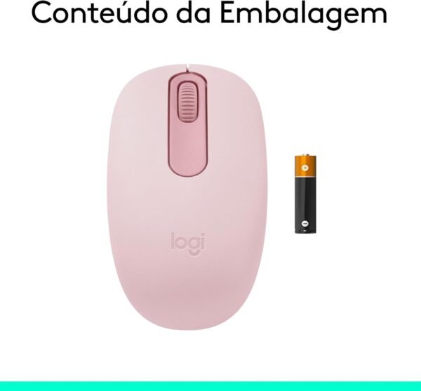 Mouse sem fio logitech m196 com conexão bluetooth, design ambidestro compacto, rastreacento preciso, compatível com pc e mac, windows e macos - rosa - Image 9