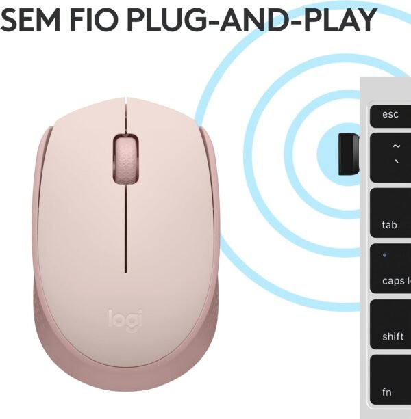 Mouse SEM Fio Logitech M170 COM Design AmbideStro Compacto, Conexão USB E Pilha Incusa - Rosa - Image 6