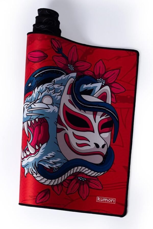 Kumori Deskmat Mouse Pad Grande Gamer Speed ​​Neoprene Antiderrapante Resistente à Água (90x40 cm, máscara Kitsune) - Image 2