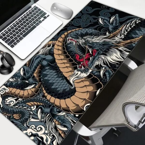 VELOCIDADE DE GAMER DE MOUSE PAD Extra Grande 90x40 Antiderrapante Profissional Base EmborRachada Confortável Macio Borda Costurada Premium - Dragão Azul - Image 7