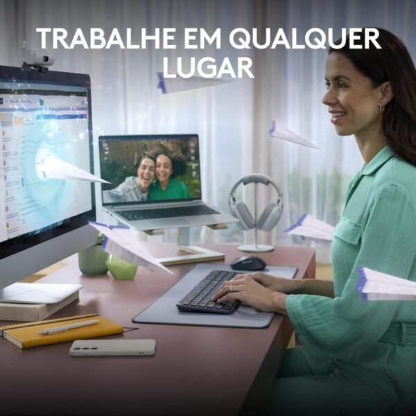 Teclado Sem Fio Logitech Signature Slim K950 COMMANTEIRO EAST -SWITCH Para ate 3 Dispositivos, Digitaça Silenciosa, Conexão Bluetooth OU Receptor USB Logi Incluso E Layout Us Intl - Grafite - Image 2