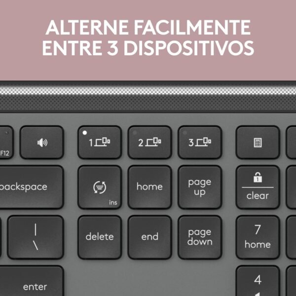 Teclado Sem Fio Logitech Signature Slim K950 COMMANTEIRO EAST -SWITCH Para ate 3 Dispositivos, Digitaça Silenciosa, Conexão Bluetooth OU Receptor USB Logi Incluso E Layout Us Intl - Grafite - Image 3