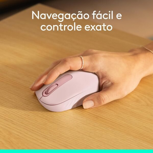 Mouse sem fio logitech m196 com conexão bluetooth, design ambidestro compacto, rastreacento preciso, compatível com pc e mac, windows e macos - rosa - Image 5