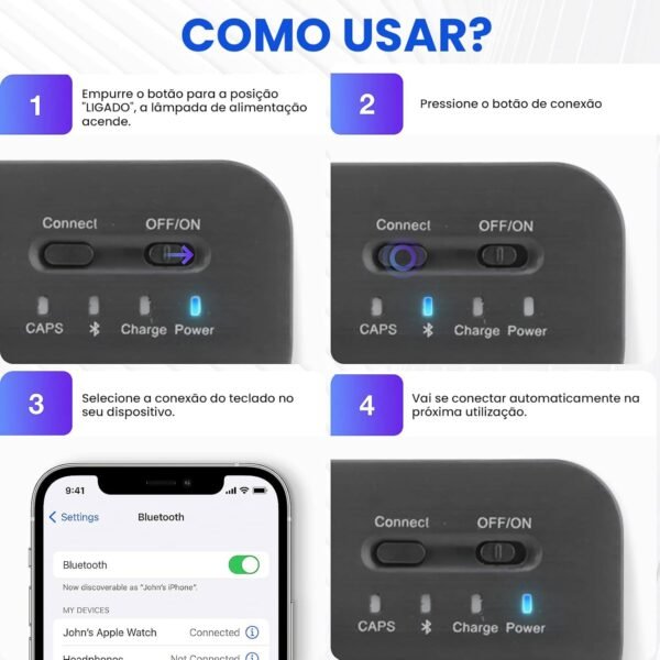 Combo Teclado e Mouse Bluetooth Sem Fio, Ultrafino E Recarregável - Compatível com Tablets Android, iPhone, iPad, Windows Surface E Mais (Preto) - Image 5