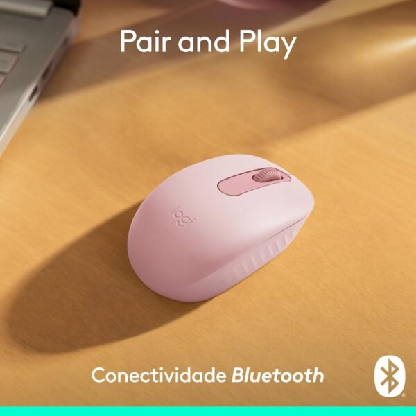 Mouse sem fio logitech m196 com conexão bluetooth, design ambidestro compacto, rastreacento preciso, compatível com pc e mac, windows e macos - rosa - Image 2