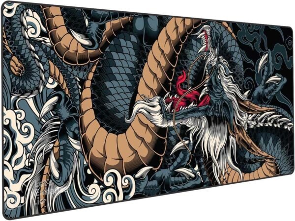 VELOCIDADE DE GAMER DE MOUSE PAD Extra Grande 90x40 Antiderrapante Profissional Base EmborRachada Confortável Macio Borda Costurada Premium - Dragão Azul - Image 4