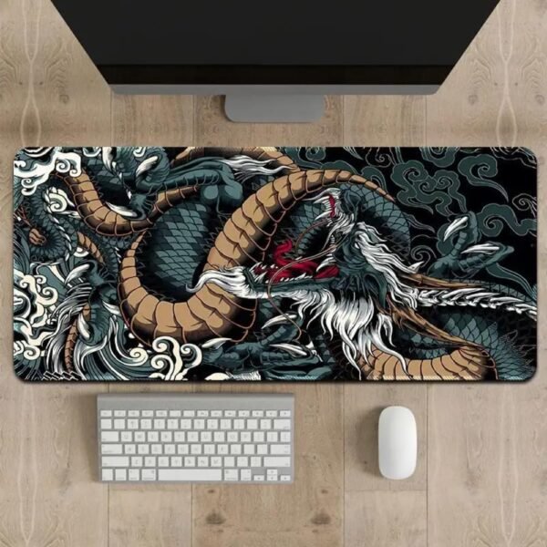 VELOCIDADE DE GAMER DE MOUSE PAD Extra Grande 90x40 Antiderrapante Profissional Base EmborRachada Confortável Macio Borda Costurada Premium - Dragão Azul - Image 5