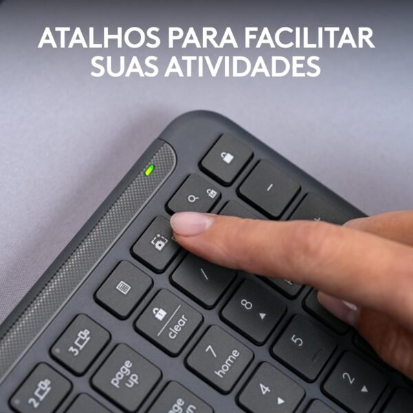 Teclado Sem Fio Logitech Signature Slim K950 COMMANTEIRO EAST -SWITCH Para ate 3 Dispositivos, Digitaça Silenciosa, Conexão Bluetooth OU Receptor USB Logi Incluso E Layout Us Intl - Grafite - Image 8