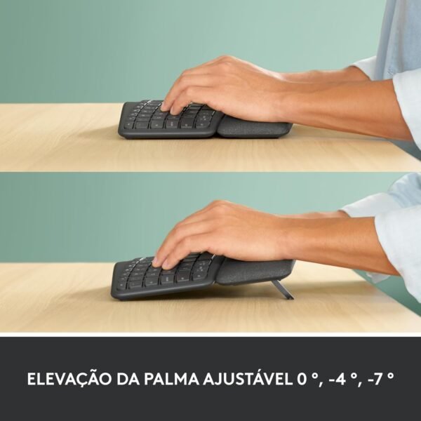 Teclado sem fio logitech ergo k860 com layout de teclado dividido, suporte para despanso de pulso, tecido resistente a manchas, conexão bluetooth e usb - compatível com windows e mac. - Image 7