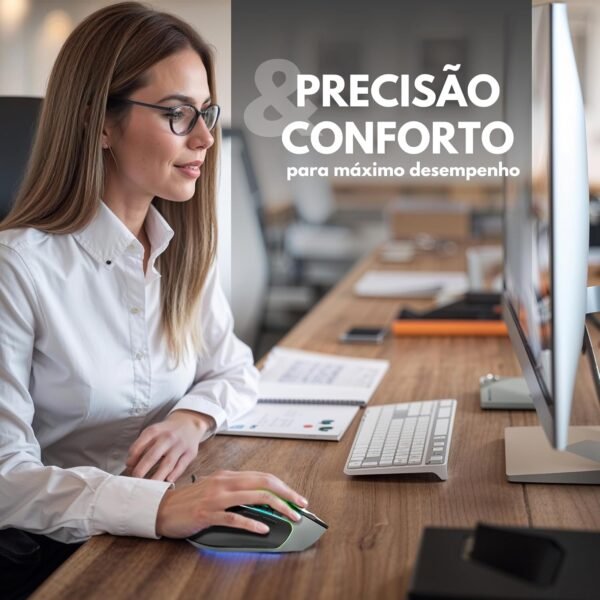 Mouse sem fio ergonomico clique silencioso conexão usb ou bluetooth 3 em 1 - Image 2