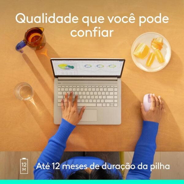 Mouse sem fio logitech m196 com conexão bluetooth, design ambidestro compacto, rastreacento preciso, compatível com pc e mac, windows e macos - rosa - Image 6