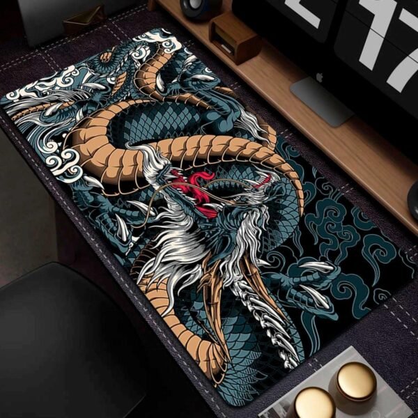 VELOCIDADE DE GAMER DE MOUSE PAD Extra Grande 90x40 Antiderrapante Profissional Base EmborRachada Confortável Macio Borda Costurada Premium - Dragão Azul - Image 6