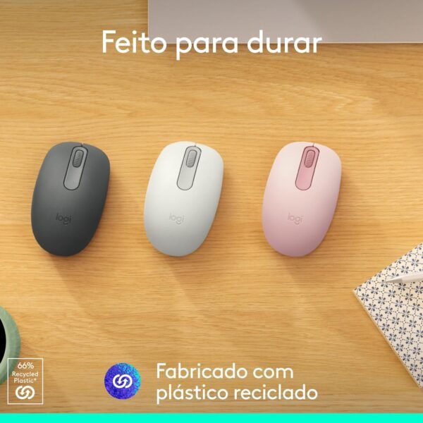 Mouse sem fio logitech m196 com conexão bluetooth, design ambidestro compacto, rastreacento preciso, compatível com pc e mac, windows e macos - rosa - Image 4